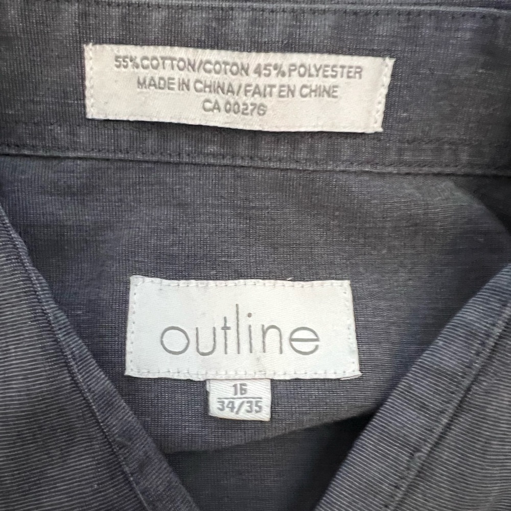 MENS Charcoal Grey Long Sleeve Button Up Collared Dress Shirt 16 - Picture 7 of 7